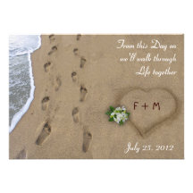 Heart & Tracks in the Sand Personalized Invitation