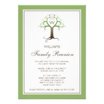 Heart tree monogram initial family reunion invite invitations