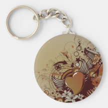 Heart ~ Vintage Retro Grunge Collage Art Key Chains