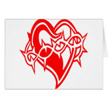 Heart w/ Barb Wire Tattoo Greeting Cards