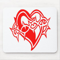 Heart w/ Barb Wire Tattoo Mouse Pad