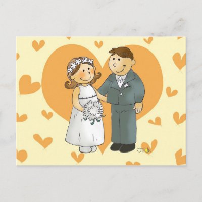 Heart wedding postcard