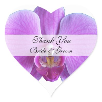 Heart Wedding Thank You Stickers --  Orchid