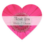 Heart Wedding Thank You Stickers --  Pink Gerbera