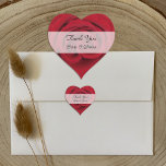 Heart Wedding Thank You Stickers --  Red Rose
