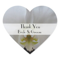 Heart Wedding Thank You Stickers --  White Orchid