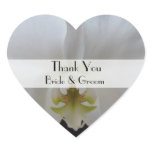 Heart Wedding Thank You Stickers --  White Orchid