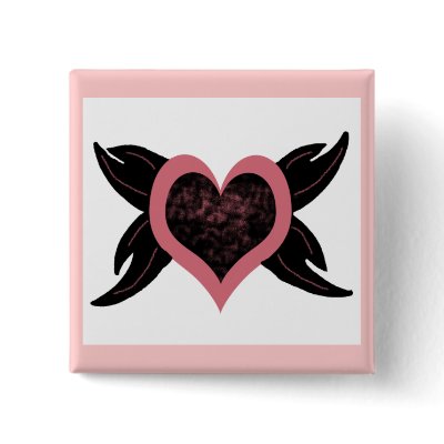Heart wings button by marcya7