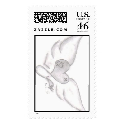 heart wings postage stamp by Gatorbabii