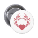 Heart with branches of flowers button