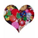 Heart with Christmas Tree Buttons t-shirts