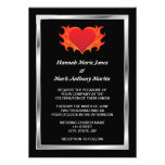 Heart with chrome border biker wedding invitation