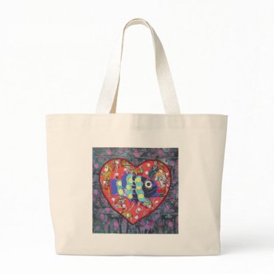 Heart with fish #4 Bag by theresemay