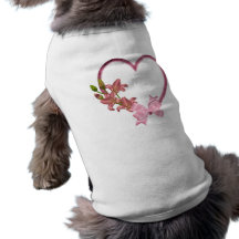Heart with Floral Arrangement Doggie T Shirt