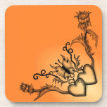 Heart with Flower and Butterfly cork coasters