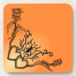 Heart with Flower and Butterfly cork coasters