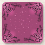 Heart with Flower and Butterfly cork coasters