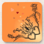 Heart with Flower and Butterfly cork coasters