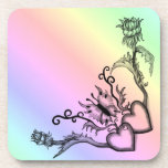 Heart with Flower and Butterfly cork coasters