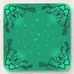 Heart with Flower and Butterfly cork coasters