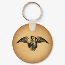 Heart with Locks and Wings keychains by opheliasart Heart with Locks and Wings keychains