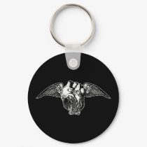 Heart with Locks and Wings keychains by opheliasart Heart with Locks and Wings keychains
