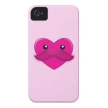 Heart with Moustache Cellphone Case iPhone 4 Case-Mate Case