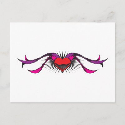 Heart with Ribbons Tattoo Design Post Card by doonidesigns