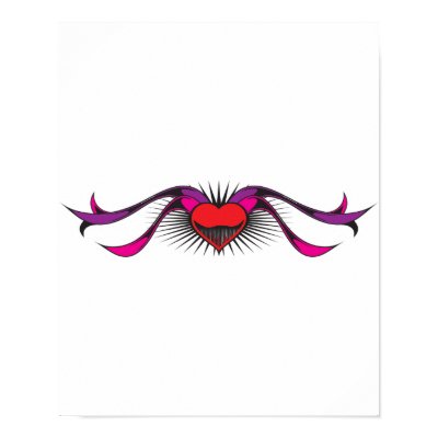 Heart with Ribbons Tattoo Design Print by doonidesigns