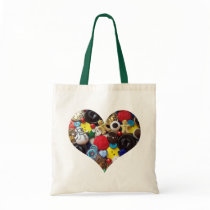 Heart with Snowman and Gingerbread Men Buttons bags