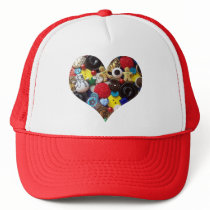 Heart with Snowman and Gingerbread Men Buttons hats