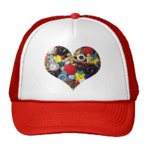 Heart with Snowman and Gingerbread Men Buttons hats