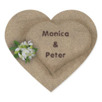 Heart with your Names in the Sand Heart Stickers