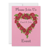 Heart Wreath Red Roses Invitation