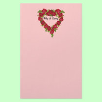Heart Wreath Red Roses stationery