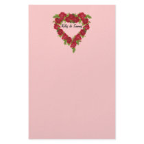 Heart Wreath Red Roses Stationery