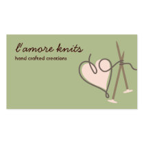 Heart yarn love knitting needles business cards