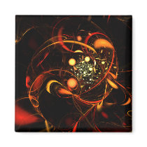 Heartbeat Abstract Art Square Magnet
