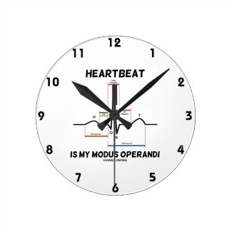 Heartbeat Is My Modus Operandi (Electrocardiogram) Round Wall Clocks