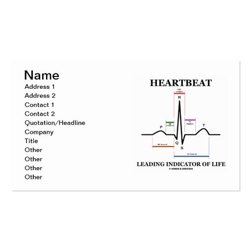 Heartbeat Leading Indicator Of Life (ECG/EKG) Business Card Templates (front side)