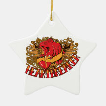 heartbreaker red bird tattoo style art ornaments