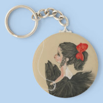 Heartbroken little sad cartoon girl Keychain keychains