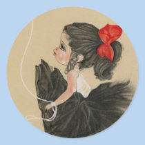 Heartbroken little sad cartoon girl Sticker stickers