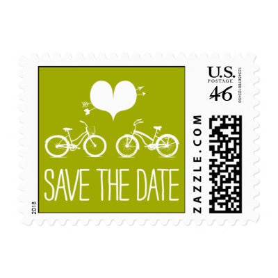 Heartfelt - Save the Date - Green Postage Stamp