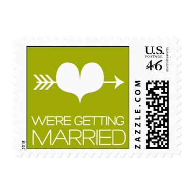 Heartfelt - We&#39;re Getting Married - Green Postage Stamps