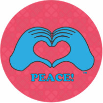 HeartMark blue Peace over tiled red Power symbol.a Cut Outs