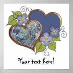 Hearts-07 Navy & Gray Stone posters