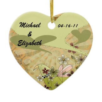 Hearts A Flutter Customized Wedding Keepsake ornament