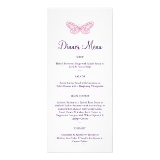 Heart's a Flutter Menu in pink