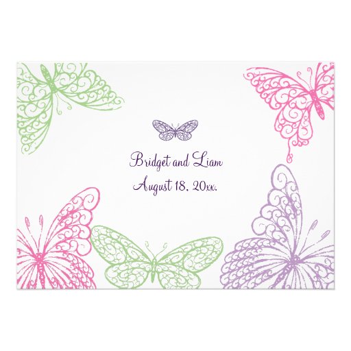 Heart's a Flutter Wedding Invitation 2